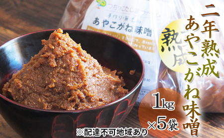 つちっこ田島ファーム 二年熟成 あやこがね味噌 1kg入り×5袋（合計5kg） みそ 
