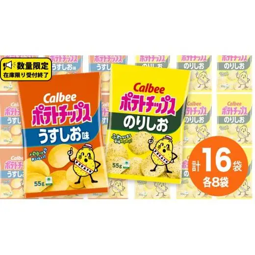 カルビー ポテトチップス レギュラー サイズ　 2種類 詰め合わせ 16袋（ うすしお ／ のりしお ）
