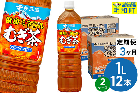 《定期便3ヶ月》健康ミネラルむぎ茶 伊藤園 ＜1L×12本＞【2ケース】