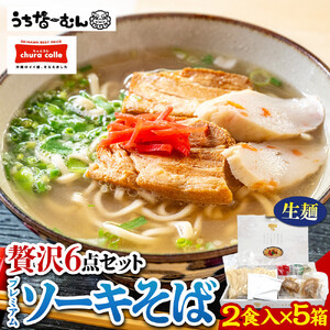 【ふるさと納税】 沖縄そば ちゅらコレ プレミアムソーキそば贅沢6点セット2食入り5箱 | 沖縄そば 人気
