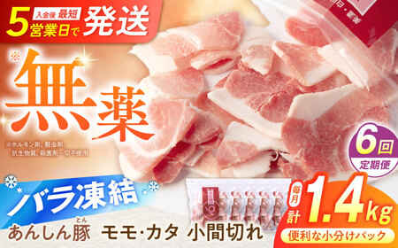【6回定期便】《バラ凍結》 豚肉  モモ・カタ 小間切れ 1.4kg 白川町 / 藤井ファーム[AWAF031]