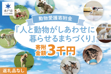【返礼品なし】水戸市 動物愛護寄附金 Animal Welfare Donations『人と動物がしあわせに暮らせるまちづくり Creating a city where people and animals can live happily together』3000円(LW-7)