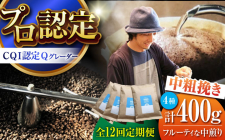 【全12回定期便】 【中粗挽きタイプ】 フルーティな中煎り ＜スペシャルティコーヒー＞ 400ｇセット 【イヌイットコーヒーロースター】[ASAB033]
