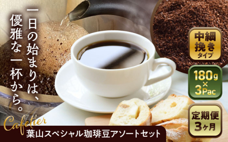 【全3回定期便】 【コーヒー粉 中細挽き】葉山スペシャル珈琲豆アソートセット 3パック入り コーヒー粉 珈琲豆 コーヒー【Cafetier】[ASAD012]