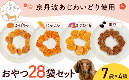 ＜小分け＞犬用おやつ4種計28袋セット (かぼちゃチキン・さつまいもチキン・人参チキン・黒豆チキン各7袋・1袋15g・計420g) ふるさと納税 福知山市 国産 京都府産 無添加 鶏肉 むね肉 かぼちゃ さつまいも 人参 にんじん 黒豆 ドッグフード ペットフード 愛犬 手作り 福知山 丹波 【fc-BK049】【三栄ブロイラー販売株式会社 福知山工場】