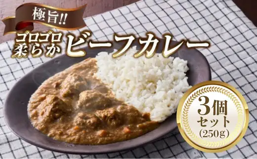 極旨！柔らか牛ヒレ肉ゴロゴロ贅沢ビーフカレー3食セット