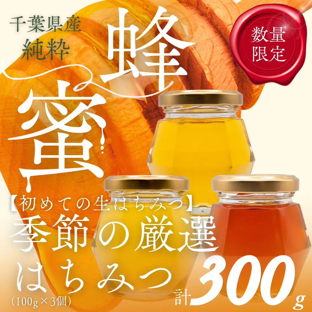 千葉県産「厳選純粋はちみつ」100g×3個【ランダムにセレクト】 X010