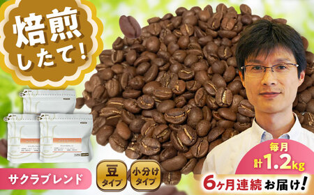 【全6回定期便】ブレンドコーヒー豆　サクラブレンド200g×6個(豆) / コーヒー  ドリップ  豆 / Coffee SAKURA[BBAB037]