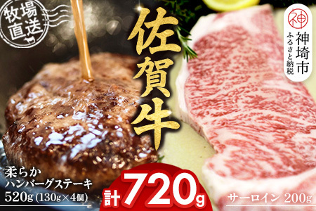 佐賀牛 サーロインステーキ1枚 柔らかハンバーグステーキ4個(H122129)