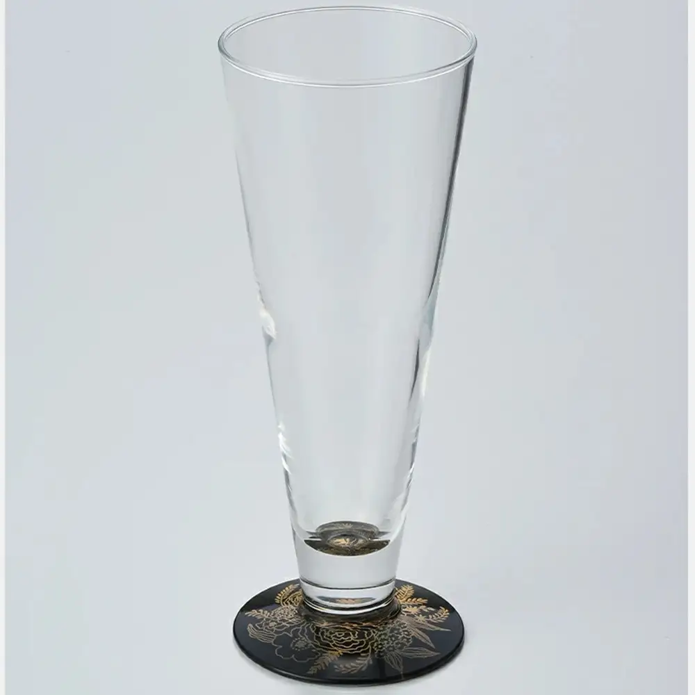 みよし漆器本舗 紀州塗り ぬりもん de Verre ピルスナーグラス 金 ボタニカル 285ml