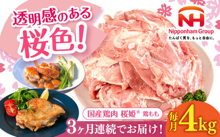 【全3回定期便】桜姫 鶏もも 計4kg（2kg×2パック）【東日本フード株式会社】 国産 鶏 とり肉 もも もも肉 鶏もも 冷凍 北海道 [AXBM031]
