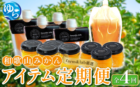 【定期便】farm＆lab 厳選！みかんアイテム定期便（全4回お届け） / ミカン みかんジュース みかんバター スムージーゼリー みかんジャム 由良町 和歌山【fmlb-tkb001】