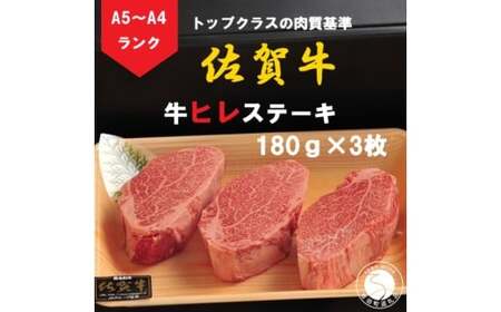佐賀牛 ヒレステーキ（180g×3枚）【陶窯みかわや】最高級 A5 A4 黒毛和牛 厳選 ステーキ ステーキ用 540g ブランド牛 霜降り ヒレ肉 高級 65000円 N65-1