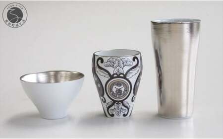 ARITA PORCELAIN LAB (アリタポーセリンラボ) JAPAN SNOW日本酒呑み比べ酒器セット 有田焼 古伊万里 盃 モダン プラチナ A60-119