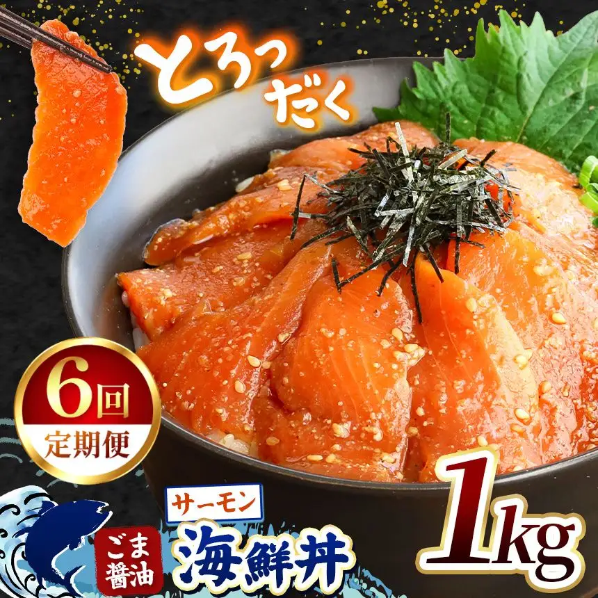【 定期便6回 】 "とろだく” ごま醤油 海鮮丼 サーモン 約 1kg 魚 海鮮