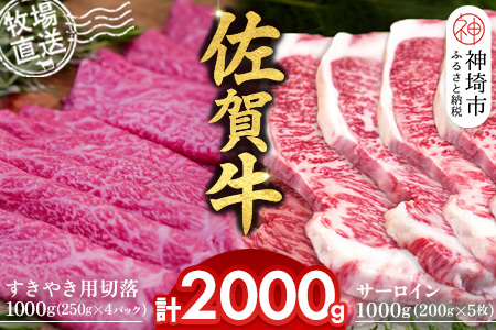 佐賀牛 サーロインステーキ5枚すきやき用切落1000g(H122124)