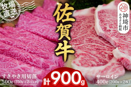 佐賀牛 サーロインステーキ2枚すきやき用切落500g(H122125)