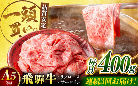【3回定期便】飛騨牛サーロイン・リブロース 400g×1パック すき焼きしゃぶしゃぶ用肉 [AVBO021]
