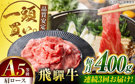 【3回定期便】飛騨牛肩ロース 400g×1パック すき焼きしゃぶしゃぶ用肉 [AVBO030]