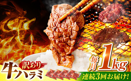 【3回定期便】【訳あり】味付けハラミ 1kg(250ｇ×4パック) [AVBO042]はらみ牛肉