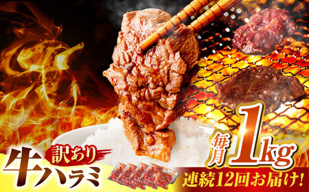 【12回定期便】【訳あり】味付けハラミ 1kg(250ｇ×4パック) [AVBO044]