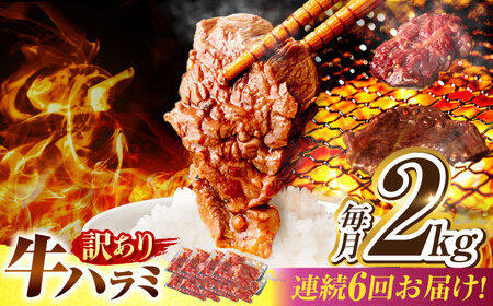 【6回定期便】【訳あり】味付けハラミ 2kg(250ｇ×8パック) [AVBO049]