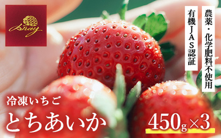 有機JAS認証いちご使用 冷凍いちご 450g×3