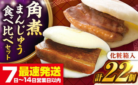 【お中元】【化粧箱入り】長崎角煮まんじゅう （12個）＆ 大とろ角煮まんじゅう（10個）　《壱岐市》【岩崎本舗】冷凍 豚 豚角煮 角煮饅頭 簡単調理 おやつ お取り寄せ 長崎[JHA056]