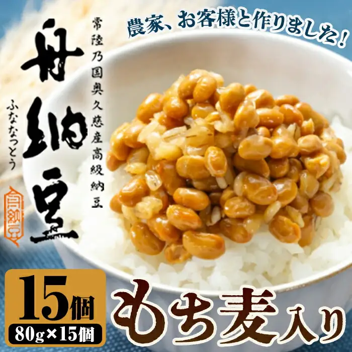 もち麦入り舟納豆 15パック 茨城 大豆 高級【納豆】【ho1532】