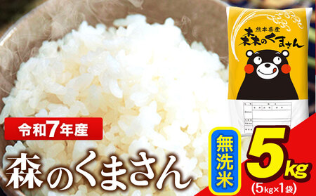  令和7年産 森のくまさん 5kg × 1袋  無洗米 熊本県産 単一原料米 森くま送料無料《7-14日以内に出荷予定(土日祝を除く)》