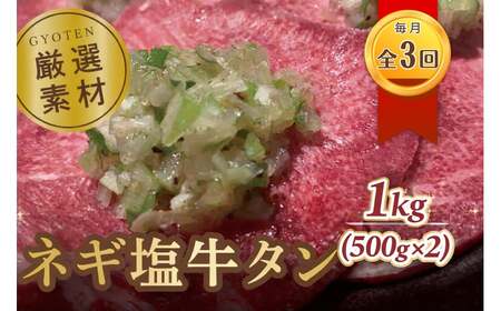 毎月お届け3回 葱塩牛タンスライス500g×2
