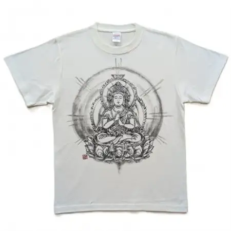 手描きTシャツ 仏画 大日如来 金剛界 白 (半袖 Mサイズ)【1659665】