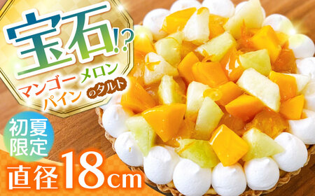 【2026年6月〜発送】【マンゴー・メロン・パインを贅沢に】3種のトロピカルフルーツタルト / タルト ケーキ フルーツ マンゴー 18cm 南島原市 / アトリエジジ[SAA032]