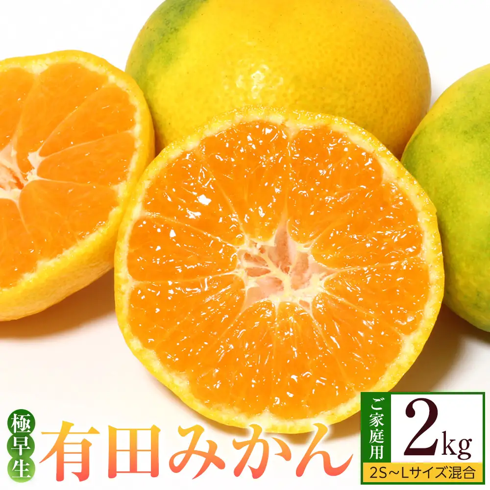 ［先行予約］ご家庭用 極早生 有田みかん 約2kg 2S～Lサイズ混合