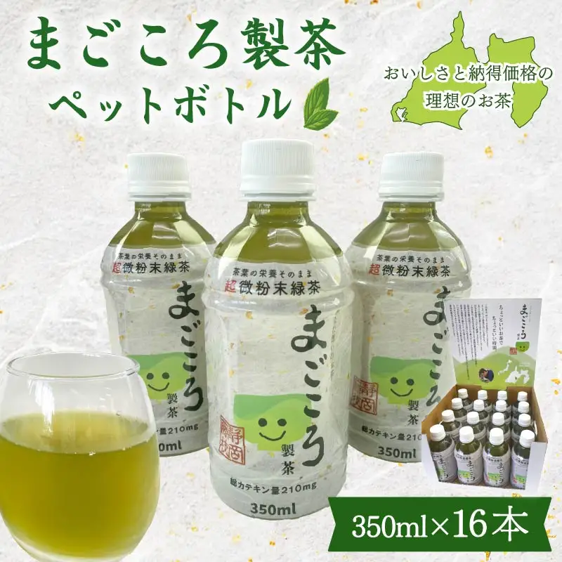 まごころ製茶 ペットボトル 350ml 16本 セット お茶 藤枝茶 緑茶 日本茶 飲料 持ち運び 便利 ペットボトル茶 微粉末緑茶 カテキン ご褒美 贈答 プレゼント 静岡県 藤枝市