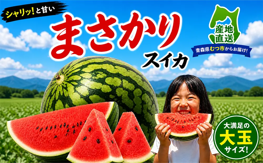 【予約商品】まさかり　スイカ　１玉7～9kg(2Lサイズ以上)