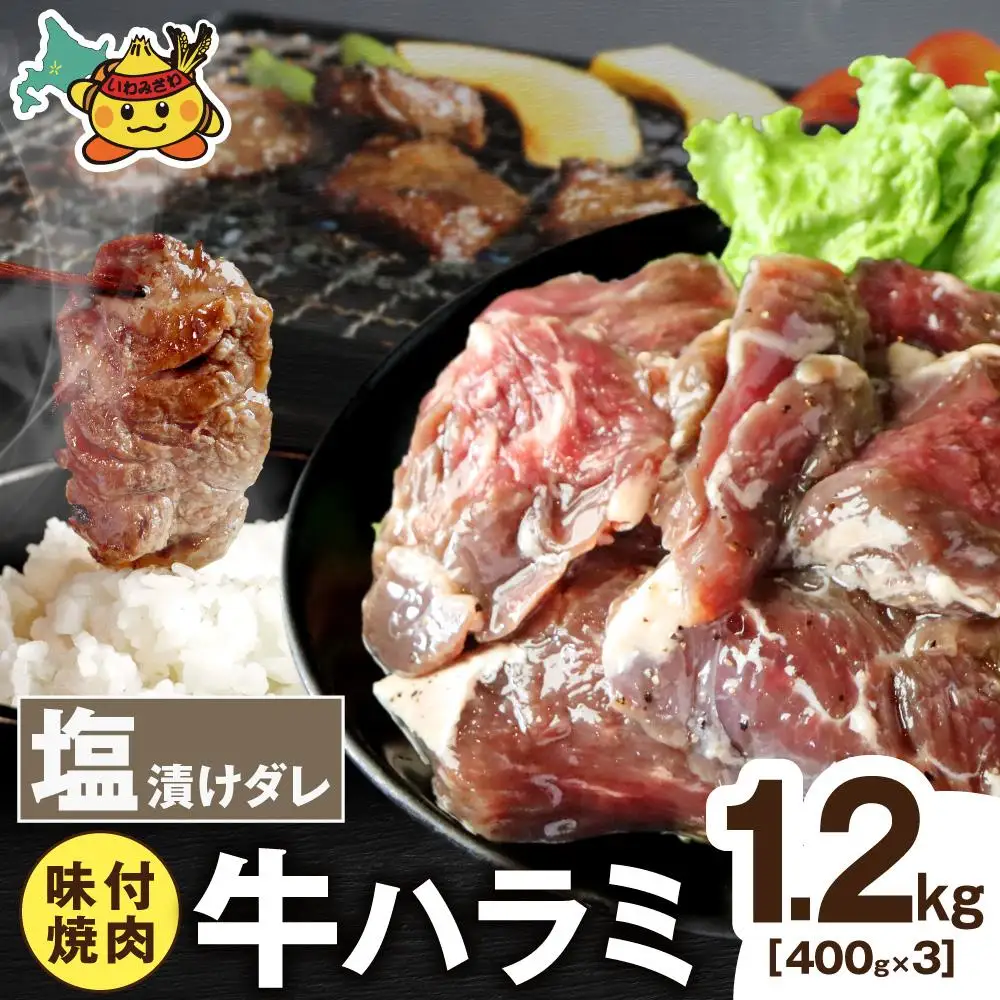 牛ハラミ 塩漬けダレ 1.2kg (400g×3pc) a163-010