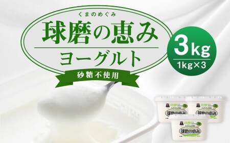 【14営業日以内発送予定】球磨の恵み ヨーグルト 砂糖不使用 1kg×3パック 合計3kg