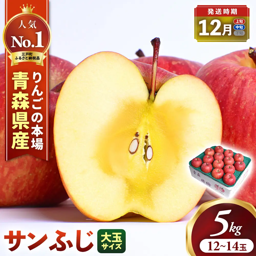 青森県産りんご 大玉 サンふじ 約5kg 12月上旬～ りんご