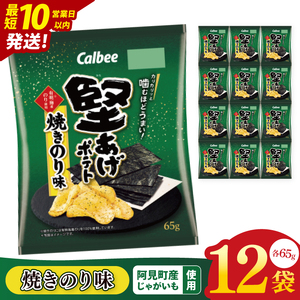 【10営業日以内に出荷】カルビー 堅あげポテト 焼きのり味（65g） 12個｜Calbee お菓子 菓子 おやつ おかし ぽてち ポテチ スナック おつまみ ジャガイモ じゃがいも（93-43）