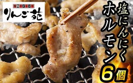 【りんご苑】伝統の味 塩にんにくホルモン 1.08kg(180g×6) 国産豚大腸使用！ F2Y-6196