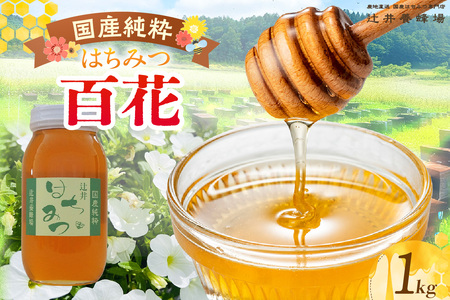 【国産純粋 百花はちみつ 1kg 瓶】国産 純粋 百花 はちみつ ハチミツ 蜂蜜 紅茶 パン ヨーグルト おすすめ 兵庫県  辻井養蜂場 81-08