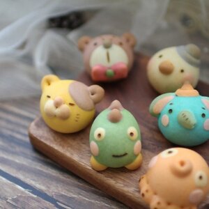 DC-013_ベイビー どうぶつまんじゅう＆あんフラワークッキー 食べられるお花！あんこのお花！【風呂敷ラッピング】　和菓子（計20個）