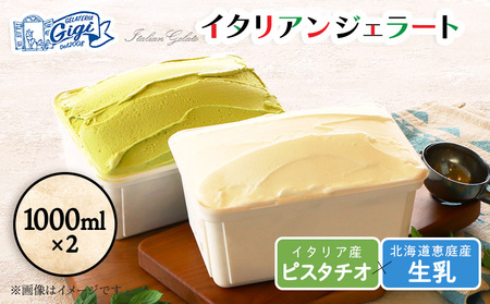 【味違いセット】ジェラテリアGigiのイタリアンジェラート 1000ml×2『ピスタチオ×生乳』【43014501】