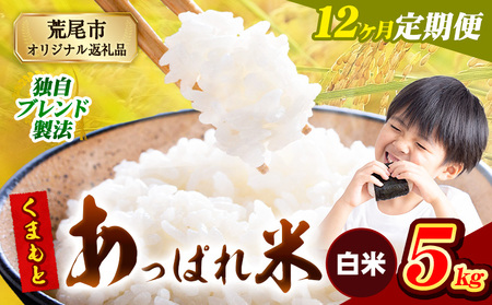 【12ヶ月定期便】 熊本県産 くまもとあっぱれ米 5kg  熊本県産 ふるさと納税 白米 精米 米 こめ ふるさとのうぜい コメ お米 おこめ《お申込み翌月から出荷》