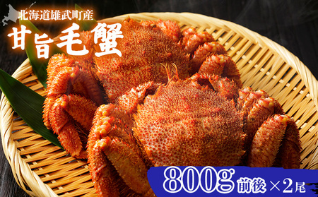 【北海道雄武町産】甘旨毛蟹 800g前後×2尾【07187】