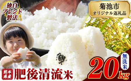 熊本県産 肥後清流米 無洗米 20kg ブレンド米《7-14日以内に出荷予定(土日祝除く)》 熊本県産 ふるさと納税 精米 米 こめ ふるさとのうぜい コメ お米 おこめ