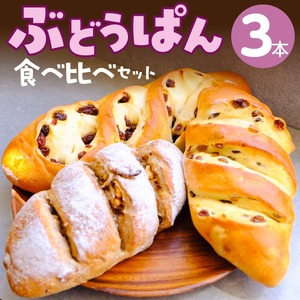 ぶどうぱん食べ比べセット（3本） _ ぶどうぱん 専門店 ぶどぱん 食べ比べ 3本 ぶどぱんのぶどうぱん サンマスカット 全粒粉のくるみとレーズン しっとり もっちり 食パン生地 トースト 冷凍保存 お取り寄せ 福岡県 久留米市 送料無料  〔Cx242-03〕