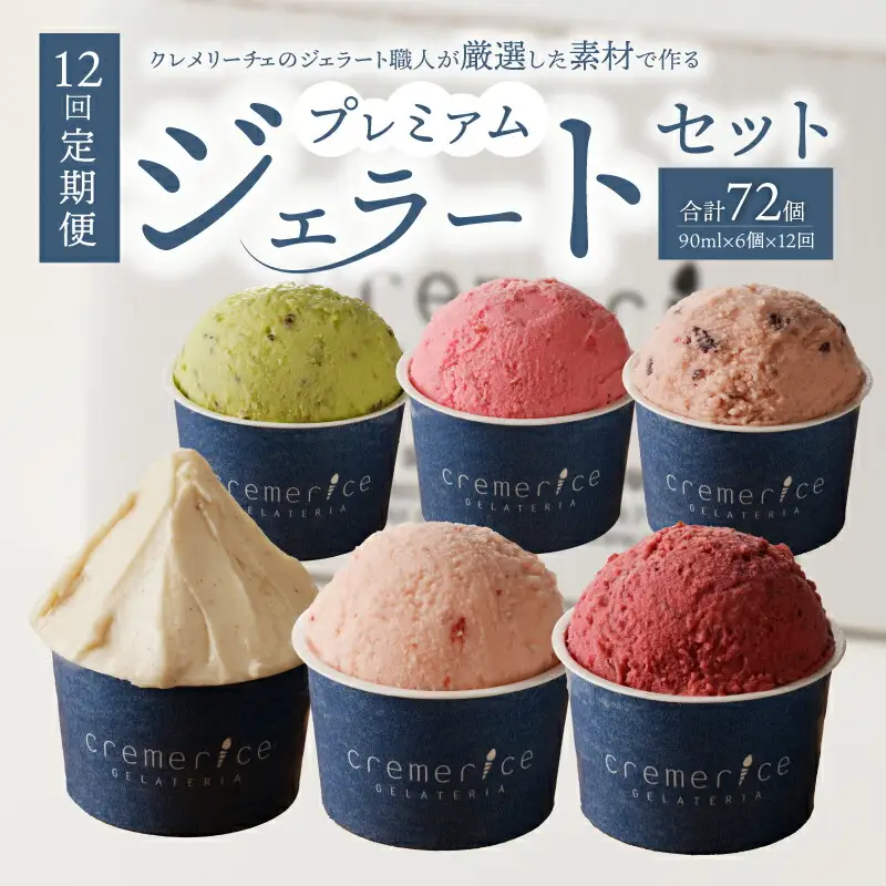 【定期便12回】プレミアムジェラートセット合計72個 90ml×6個×12回   北海道ギフト_ Y032-0012