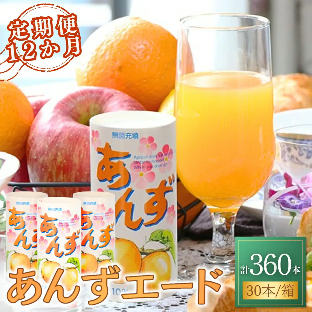 【12か月定期便】あんずエード 195g×30本 | あんずジュース あんずジュース